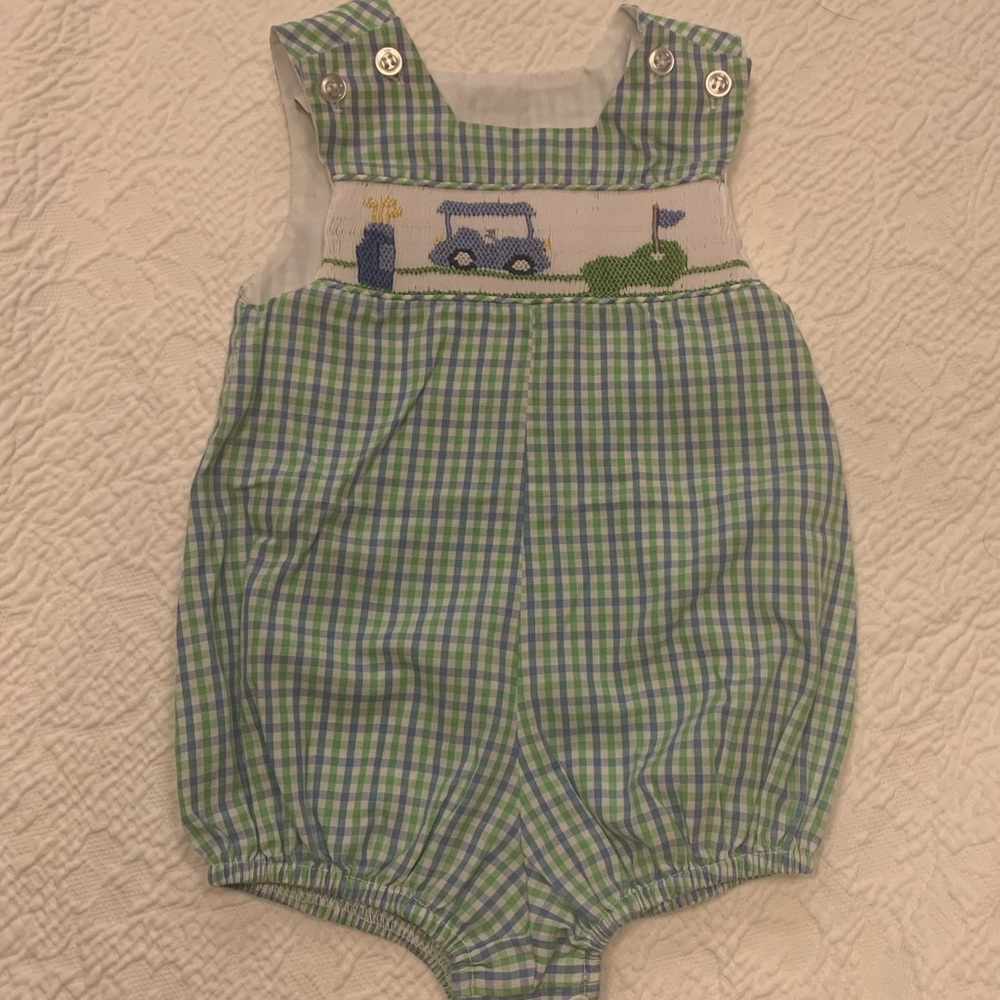 Bailey Brothers Smocked Golf Bubble Green and Blue Plaid 3m Perfect for Masters
